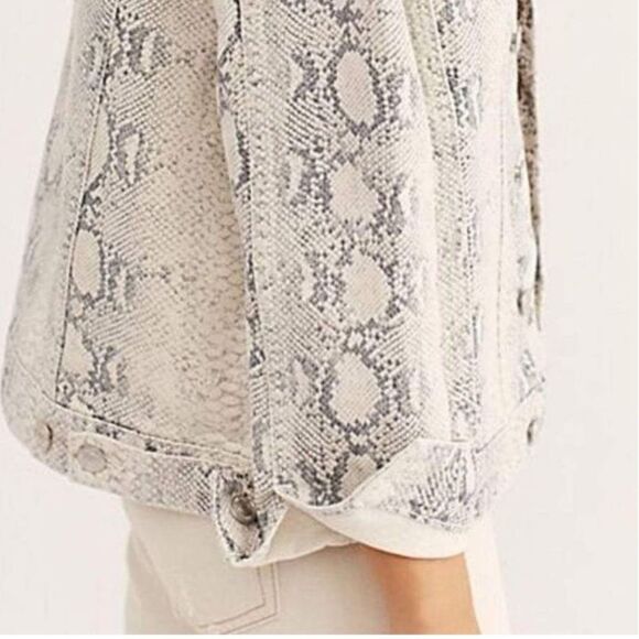 Free People Snake Trucker Jacket in Ivory - Picture 2 of 11